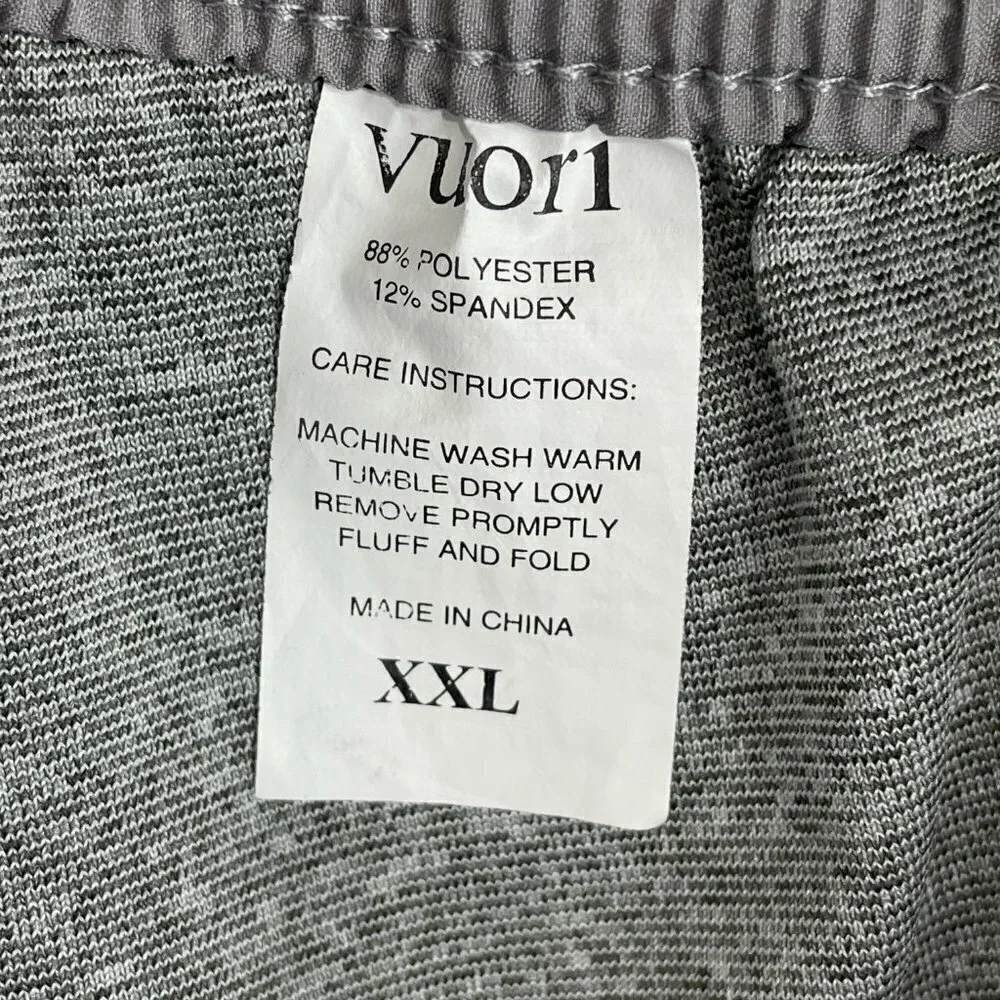 Vuori Athletic Shorts Mens 2XL Gray Lined Drawstrings Pockets